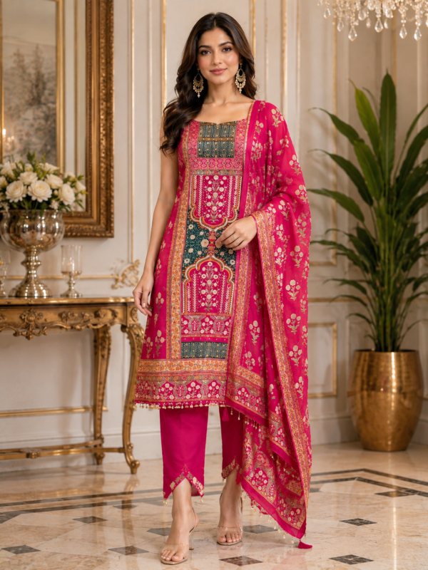 Fuchsia Elegance in a Golden Interior